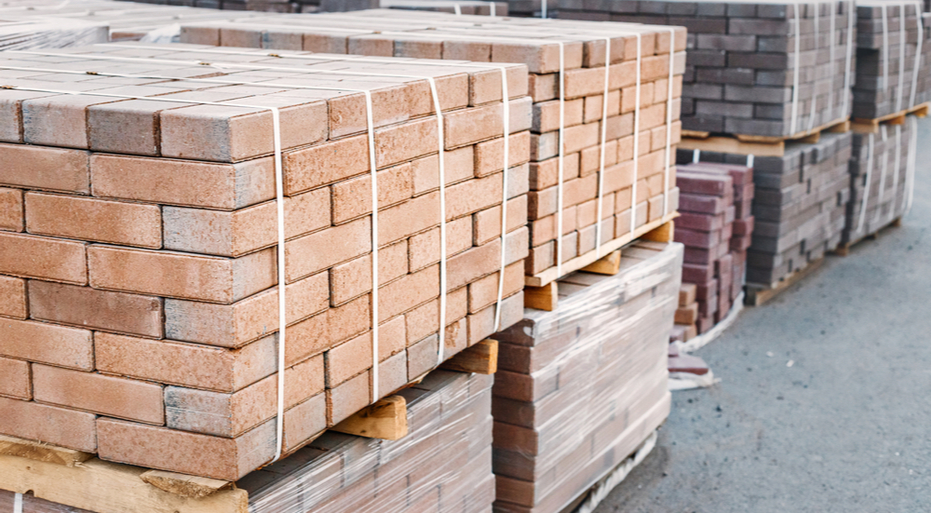 Bricks stacked on pallets